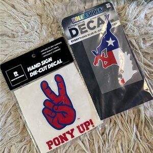 SMU pony up and mustang with texas flag decals stickers
